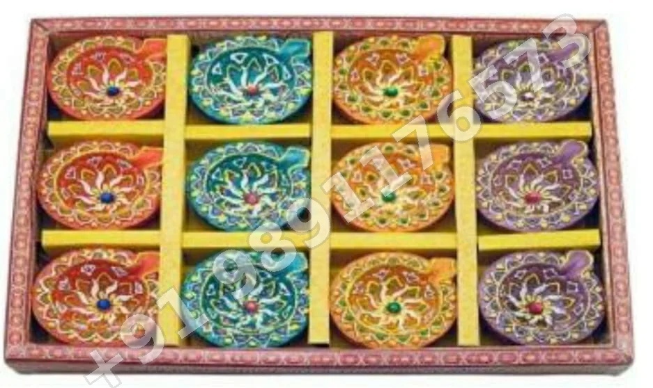 DECORATIVE TERRACOTTA CLAY DIYAS 12 PCS